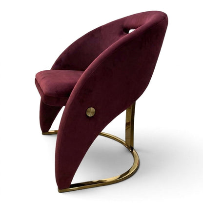 Carpi Maroon Velvet Dining Chair detail