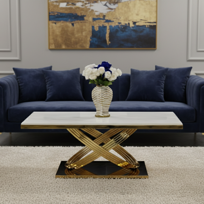Elina Cream & Gold Marble Coffee Table