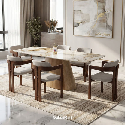 Monaco Beige Extendable Dining Set with Clara Walnut Chairs