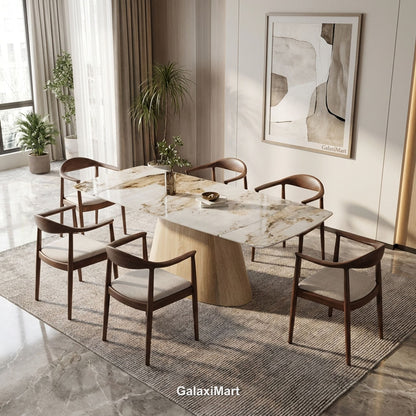 Monaco Beige Extendable Dining Set with Fern Walnut Chairs - 6 chair set