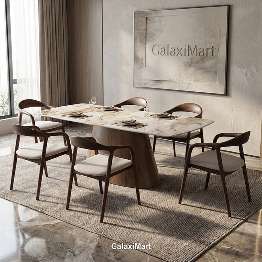Monaco Beige Extendable Dining Set with Tess Walnut Chairs
