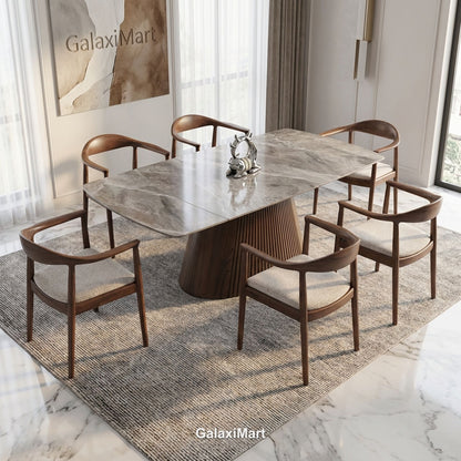 Monaco Grey Extendable Dining Set with Fern Walnut Chairs - 6 chair set