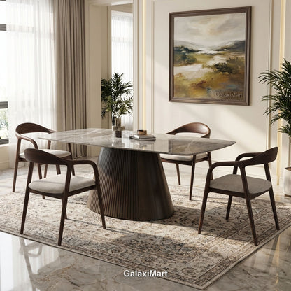 Monaco Grey Extendable Dining Set with Tess Walnut Chairs
