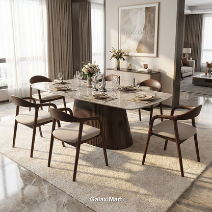 Monaco Grey Extendable Dining Set with Tess Walnut Chairs - 6 chair set