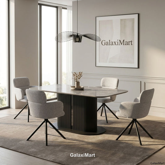 Sydney Grey Dining Table with Tunscay Grey Swivel Chairs